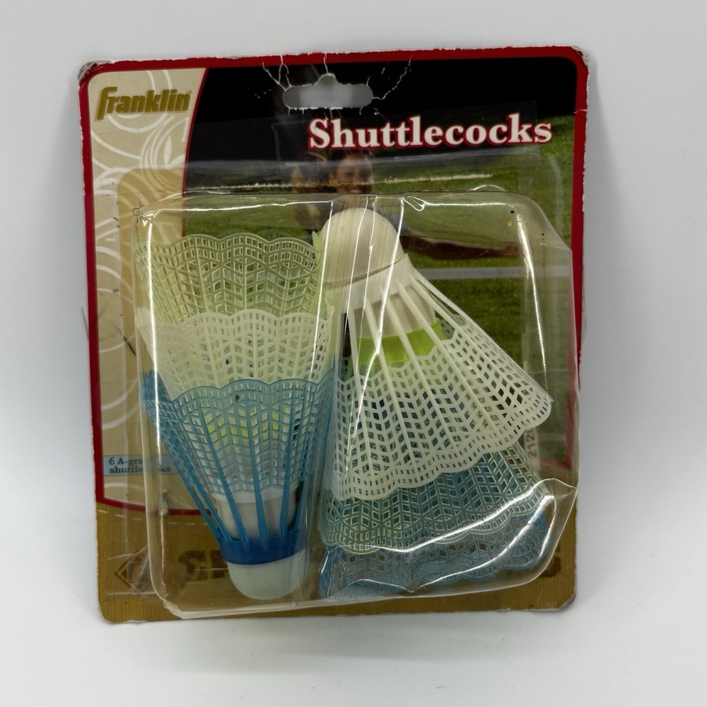VintageBig Franklin Badminton Shuttlecock  Birdies Green Blue White Set of 6 NIP